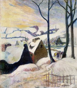 雪の下のブルトン村、1894 作： Paul Gauguin